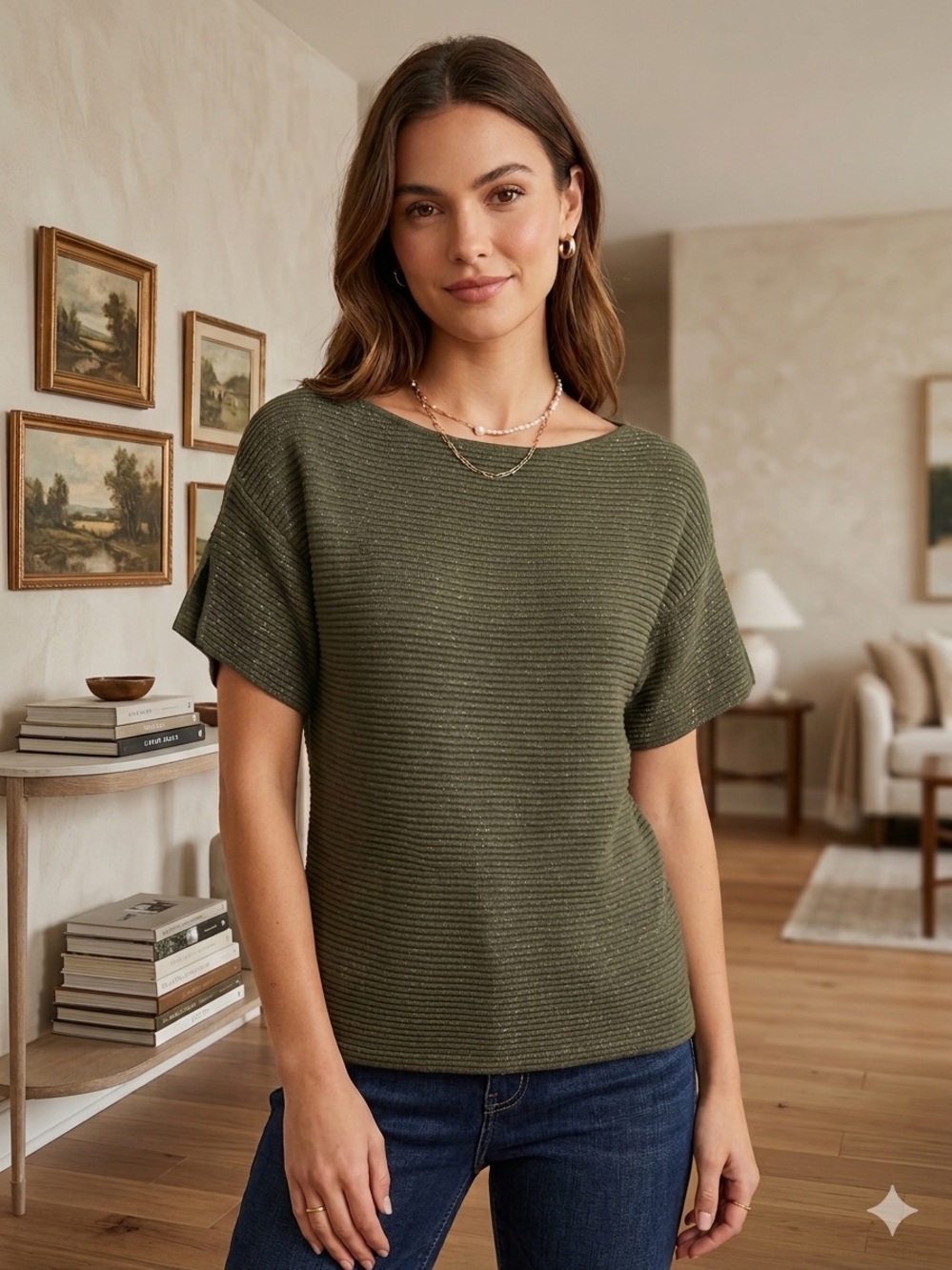 Tommy Bahama Bonita Sequin Short Sleeve Sweater - Olive Green - Size Xs 118.00